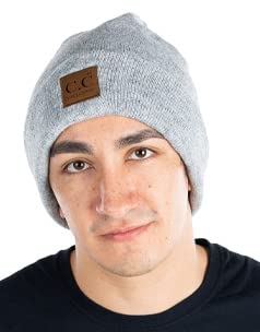 Classic Knit Leather Patch Beanie