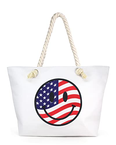 Smiley Face Beach Tote by Funky Junque