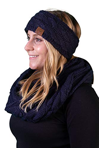 Solid Knit Lined Headwrap and Infinity Scarf Set by Funky Junque