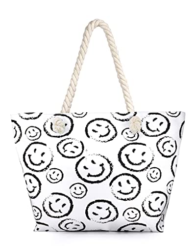 Smiley Face Beach Tote by Funky Junque