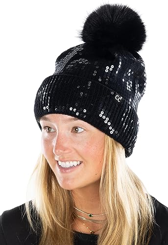 Smooth Sequin Pom Beanie by Funky Junque