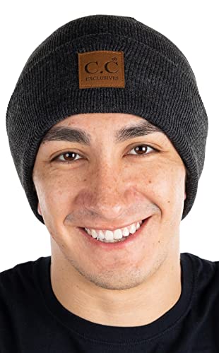 Classic Knit Leather Patch Beanie