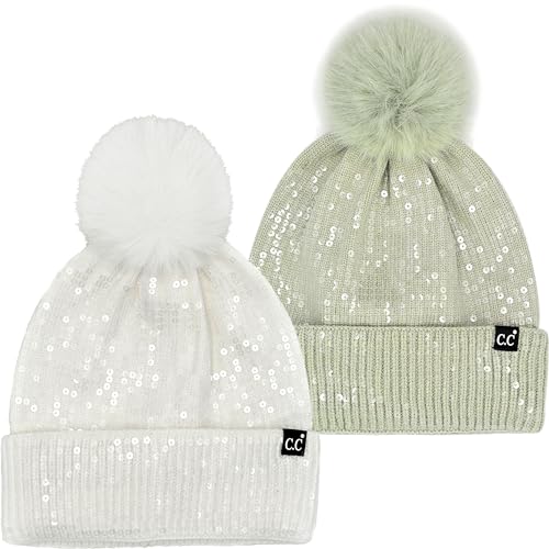 Smooth Sequin Pom Beanie by Funky Junque