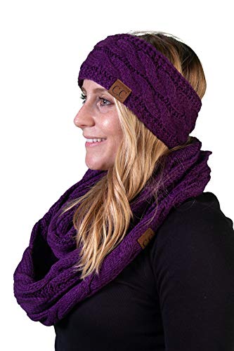 Solid Knit Lined Headwrap and Infinity Scarf Set by Funky Junque