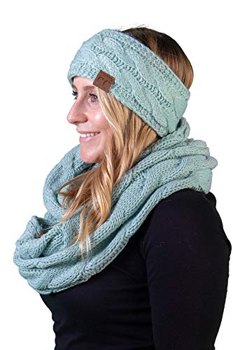 Solid Knit Lined Headwrap and Infinity Scarf Set by Funky Junque