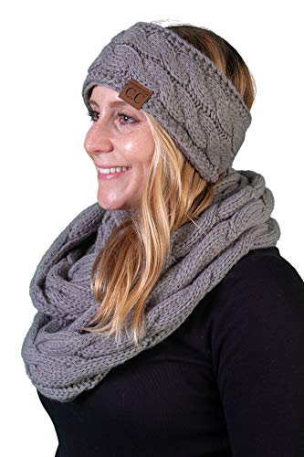 Solid Knit Lined Headwrap and Infinity Scarf Set by Funky Junque