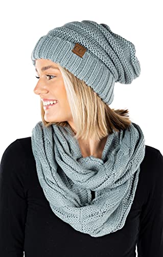 Solids Oversized Slouchy Beanie & Infinity Scarf Set by Funky Junque