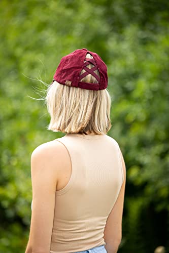 Corduroy Criss Cross Ponytail Hat by Funky Junque