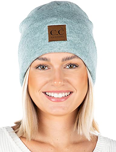 Classic Knit Leather Patch Beanie