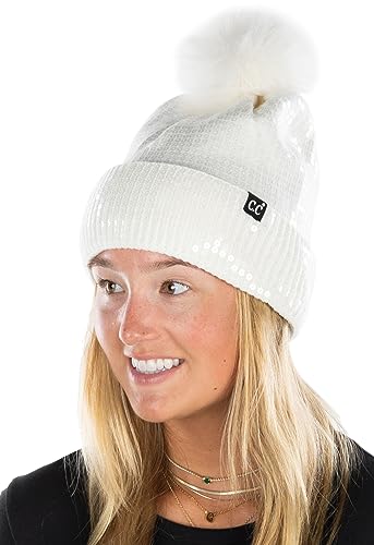 Smooth Sequin Pom Beanie by Funky Junque