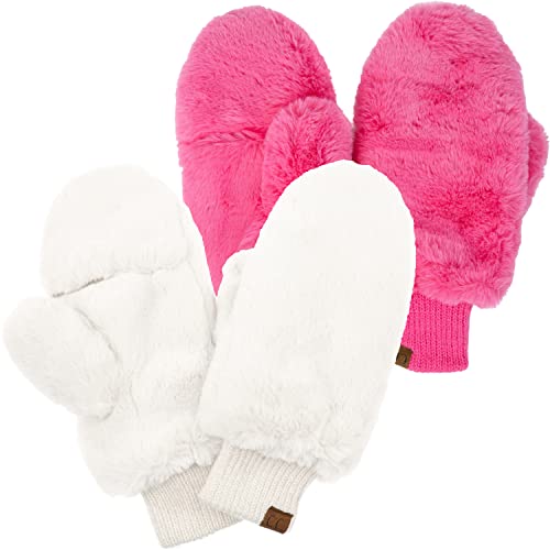 Faux Fur Convertible Mittens by Funky Junque