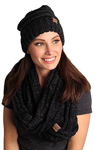 Multicolor Oversized Slouchy Beanie & Infinity Scarf Set by Funky Junque
