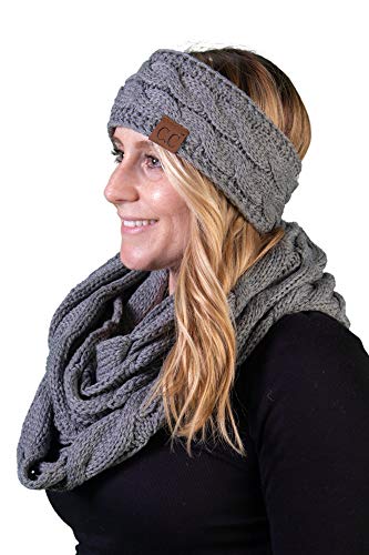 Solid Knit Lined Headwrap and Infinity Scarf Set by Funky Junque