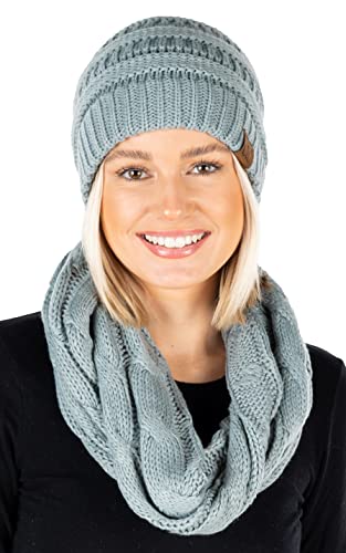 Earth Tones Knit Beanie & Infinity Scarf Matching Set by Funky Junque
