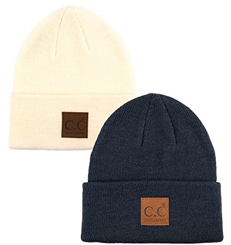 Classic Knit Leather Patch Beanie