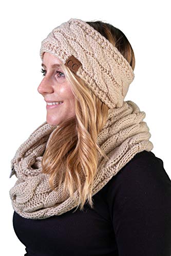 Solid Knit Lined Headwrap and Infinity Scarf Set by Funky Junque