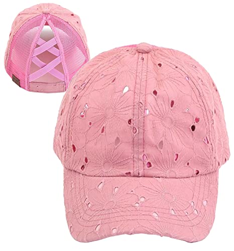 Eyelet Criss Cross Ponytail Hat by Funky Junque