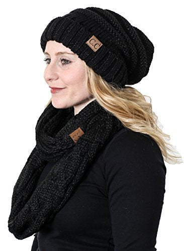 Solids Oversized Slouchy Beanie & Infinity Scarf Set by Funky Junque