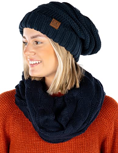 Solids Oversized Slouchy Beanie & Infinity Scarf Set by Funky Junque