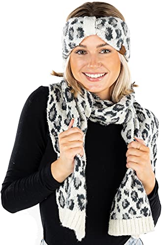 Leopard Print Headband and Scarf Set by Funky Junque