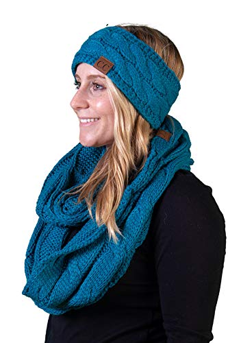 Solid Knit Lined Headwrap and Infinity Scarf Set by Funky Junque