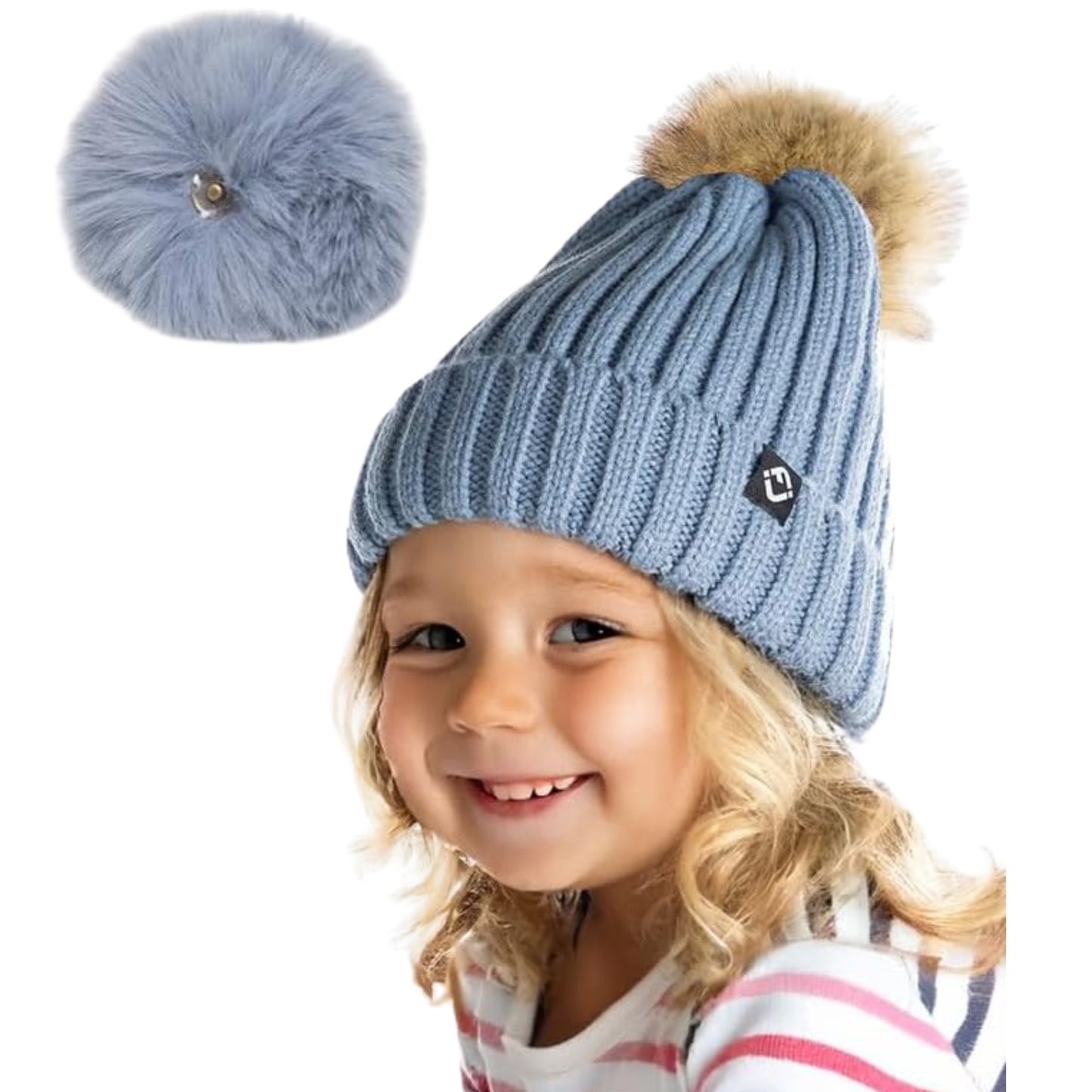 Toddler Detachable Pom Beanie