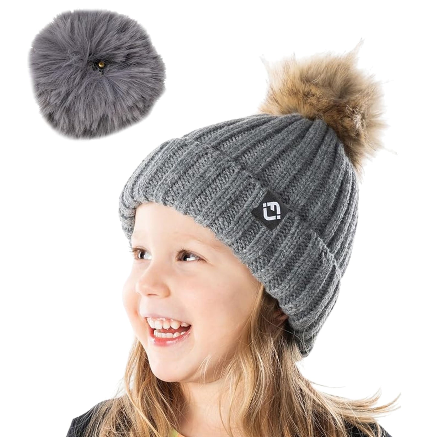 Toddler Detachable Pom Beanie