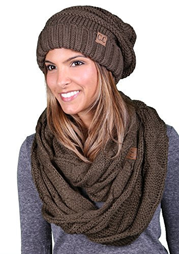Solids Oversized Slouchy Beanie & Infinity Scarf Set by Funky Junque
