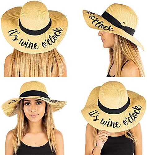 It's Wine O'clock Embroidered Sun Hat by Funky Junque
