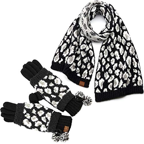 Leopard Print Gloves & Scarf Set by Funky Junque