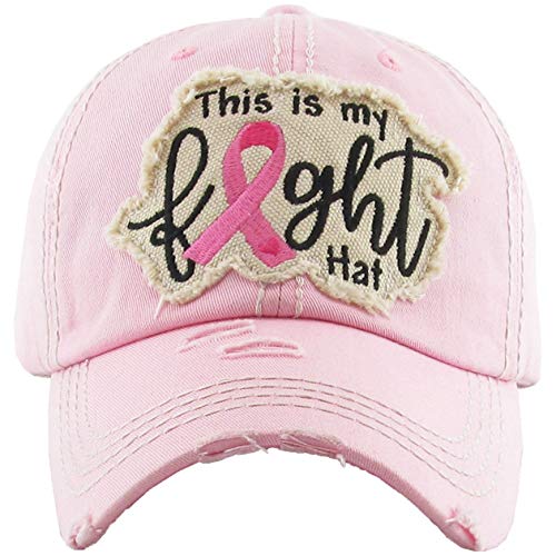 Breast Cancer Awareness Shredded Baseball Cap by Funky Junque