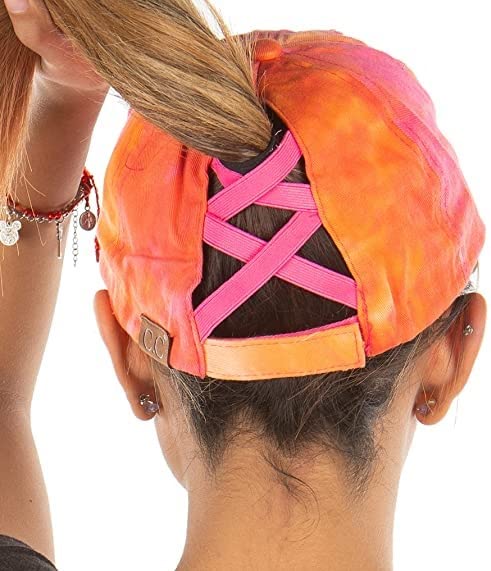 Tie Dye Criss Cross Ponytail Hat by Funky Junque