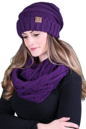 Solids Oversized Slouchy Beanie & Infinity Scarf Set by Funky Junque