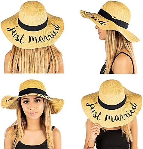 Just Married Embroidered Sun Hat by Funky Junque