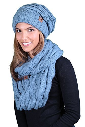 Solids Oversized Slouchy Beanie & Infinity Scarf Set by Funky Junque