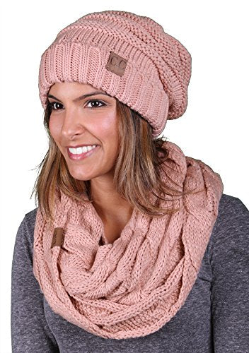 Solids Oversized Slouchy Beanie & Infinity Scarf Set by Funky Junque