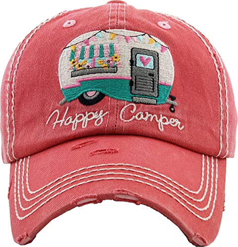 Happy Camper Distressed Patch Hat by Funky Junque