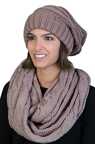 Solids Oversized Slouchy Beanie & Infinity Scarf Set by Funky Junque