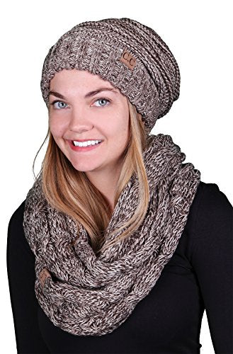 Multicolor Oversized Slouchy Beanie & Infinity Scarf Set by Funky Junque