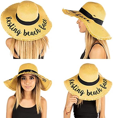 Resting Beach Face Embroidered Sun Hat by Funky Junque