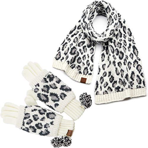 Leopard Print Gloves & Scarf Set by Funky Junque