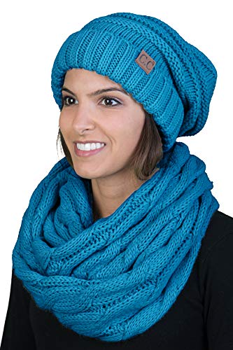Solids Oversized Slouchy Beanie & Infinity Scarf Set by Funky Junque