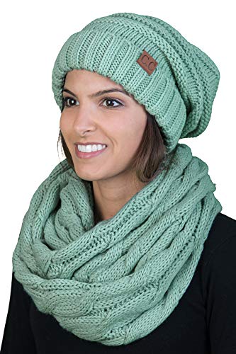 Solids Oversized Slouchy Beanie & Infinity Scarf Set by Funky Junque