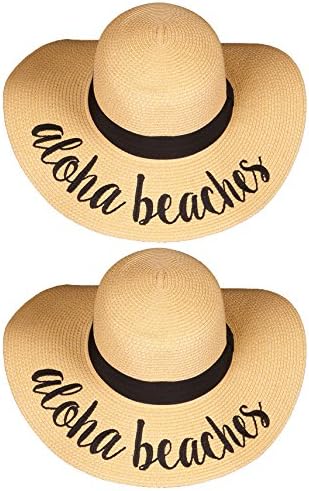 Aloha Beaches Embroidered Sun Hat by Funky Junque