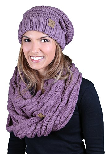 Solids Oversized Slouchy Beanie & Infinity Scarf Set by Funky Junque