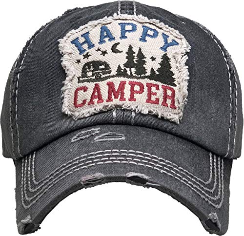 Happy Camper Distressed Patch Hat by Funky Junque