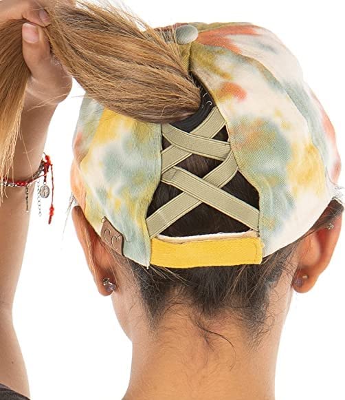 Tie Dye Criss Cross Ponytail Hat by Funky Junque