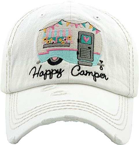 Happy Camper Distressed Patch Hat by Funky Junque