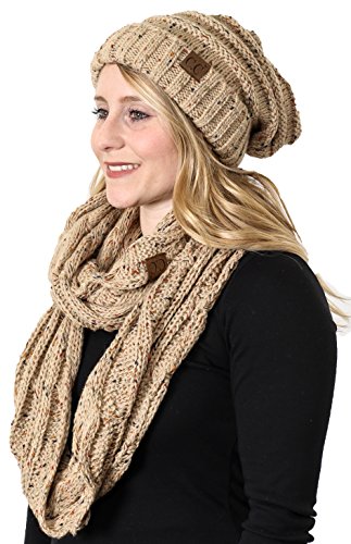 Confetti Oversized Slouchy Beanie & Infinity Scarf Set by Funky Junque