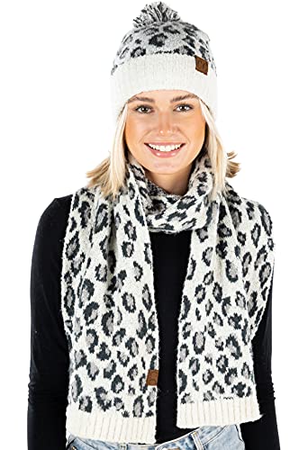 Leopard Print Beanie & Scarf Set by Funky Junque